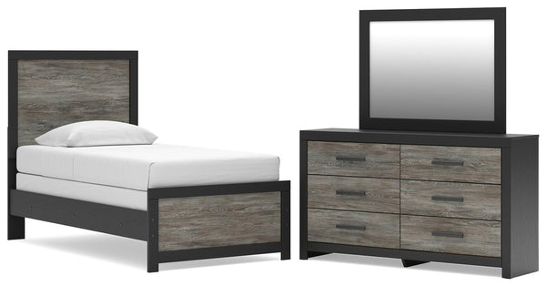 Broachmyn Twin Panel Bed, Dresser & Mirror