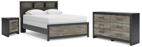 Broachmyn Queen Bookcase Panel Bed, Dresser & Nightstand