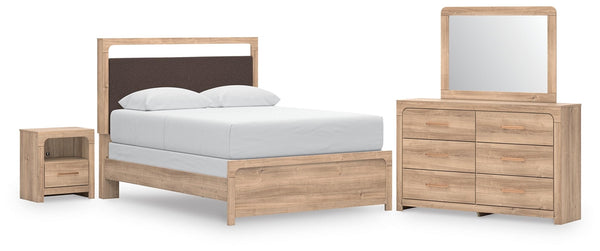 Kinlanni Queen Panel Bed, Dresser, Mirror & Nightstand