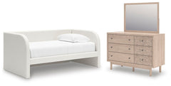 Arloster Twin Upholstered Day Bed, Dresser & Mirror