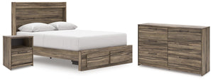 Elbrim Queen Panel Storage Bed, Dresser & Nightstand Brown