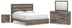 Graystorm King Panel Bed, Dresser, Mirror & Nightstand