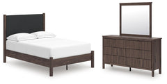 Pamytta Full Upholstered Platform Bed, Dresser & Mirror
