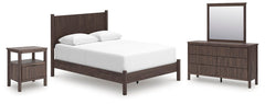 Pamytta Queen Panel Bed, Dresser, Mirror & Nightstand Brown