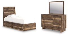 Chirason Twin Panel Bed with Storage, Dresser & Mirror