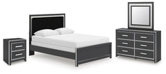 Zuraleus Queen Panel Bed, Dresser, Mirror & Nightstand Black