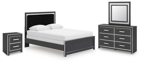 Zuraleus Queen Panel Bed, Dresser, Mirror & Nightstand Black