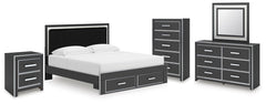 Zuraleus King Storage Bed, Dresser, Mirror, Chest & Nightstand