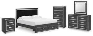 Zuraleus King Storage Bed, Dresser, Mirror, Chest & Nightstand