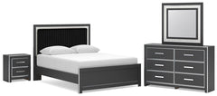 Zuraleus Queen Upholstered Bed, Dresser, Mirror & Nightstand