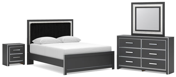 Zuraleus Queen Upholstered Bed, Dresser, Mirror & Nightstand
