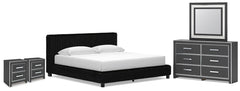 Zuraleus King Upholstered Bed, Dresser, Mirror & 2 Nightstands