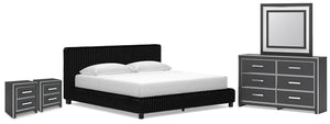 Zuraleus King Upholstered Bed, Dresser, Mirror & 2 Nightstands