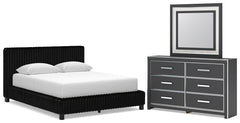 Zuraleus Queen Upholstered Bed, Dresser & Mirror