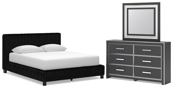 Zuraleus Queen Upholstered Bed, Dresser & Mirror