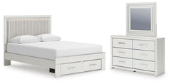 Zuraleus Queen Upholstered Panel Platform Storage Bed, Dresser & Mirror