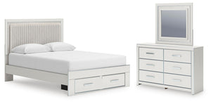Zuraleus Queen Upholstered Panel Platform Storage Bed, Dresser & Mirror