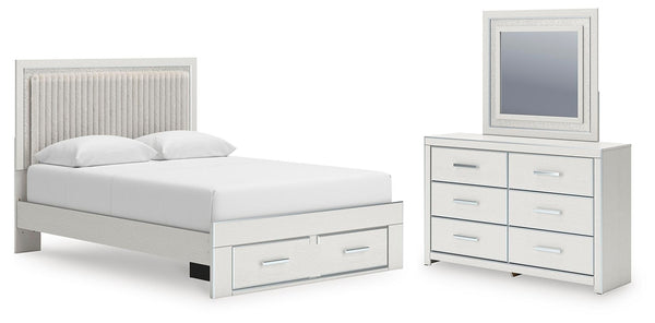 Zuraleus Queen Upholstered Panel Platform Storage Bed, Dresser & Mirror