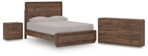 Fortlorn Queen Panel Bed, Dresser & Nightstand Walnut Brown