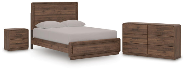Fortlorn Queen Panel Bed, Dresser & Nightstand Walnut Brown