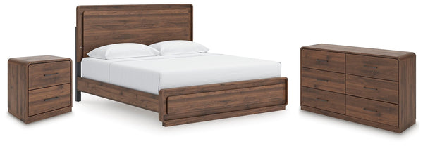 Fortlorn King Panel Bed, Dresser & Nightstand Walnut Brown