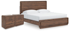 Fortlorn King Panel Bed & 2 Nightstands