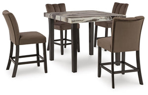 Jeshina Counter-Height Dining Table & 4 Barstools Dark Brown