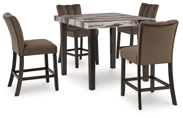 Jeshina Counter-Height Dining Table & 4 Barstools Dark Brown