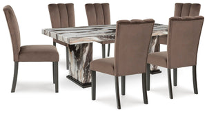 Jeshina Dining Table & 6 Chairs Dark Brown