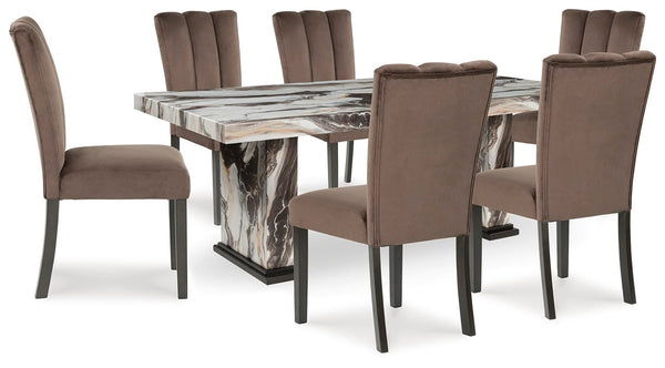 Jeshina Dining Table & 6 Chairs Dark Brown