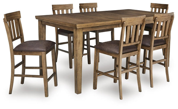 Urbinforte Counter Height Extension Dining Table & 6 Barstools