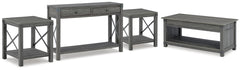 Freedan Lift-top Coffee Table, 2 End Tables & Console Grayish Brown