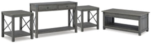 Freedan Lift-top Coffee Table, 2 End Tables & Console Grayish Brown