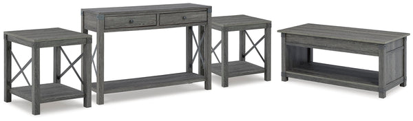 Freedan Lift-top Coffee Table, 2 End Tables & Console Grayish Brown
