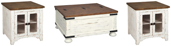 Wystfield Coffee Table & 2 End Tables White/Brown