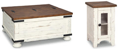 Wystfield Coffee Table & Chairside End Table White/Brown