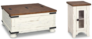 Wystfield Coffee Table & Chairside End Table White/Brown