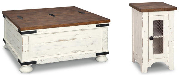 Wystfield Coffee Table & Chairside End Table White/Brown