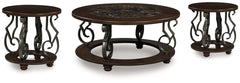 Frallyn Coffee Table & 2 Ends Warm Brown
