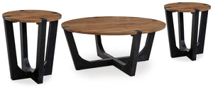 Hanneforth Coffee Table & 2 End Tables Brown/Black