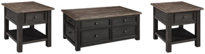 Tyler Creek Coffee Table & 2 End Tables Grayish Brown/Black