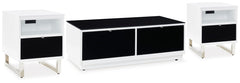 Gardoni Coffee Table & 2 Chairside End Tables White/Black