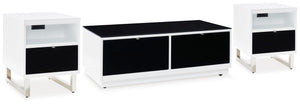 Gardoni Coffee Table & 2 Chairside End Tables White/Black