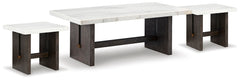 Burkhaus Coffee Table & 2 Ends White/Dark Brown