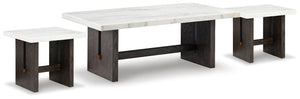 Burkhaus Coffee Table & 2 Ends White/Dark Brown