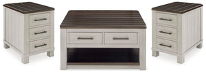 Darborn Lift-top Coffee Table & 2 Chairside End Tables Gray/Brown