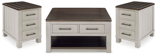 Darborn Lift-top Coffee Table & 2 Chairside End Tables Gray/Brown