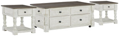 Havalance Lift Top Coffee Table & 2 End Tables White/Gray