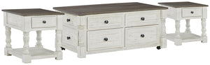 Havalance Lift Top Coffee Table & 2 End Tables White/Gray