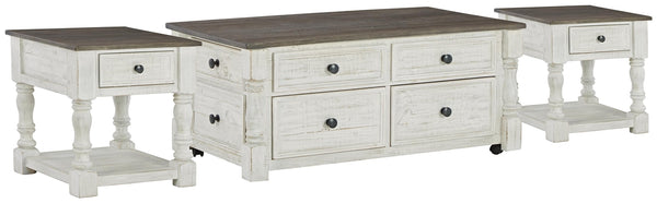 Havalance Lift Top Coffee Table & 2 End Tables White/Gray